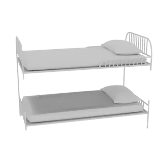 White Metal Bunk Bed with Pillows
