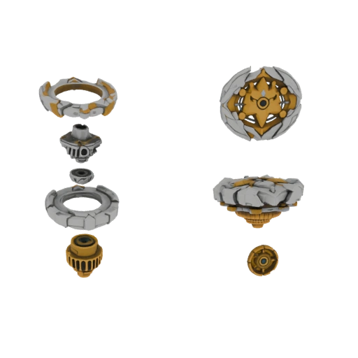 Exploded View 3D Model of a Beyblade-Style Spinning Top
