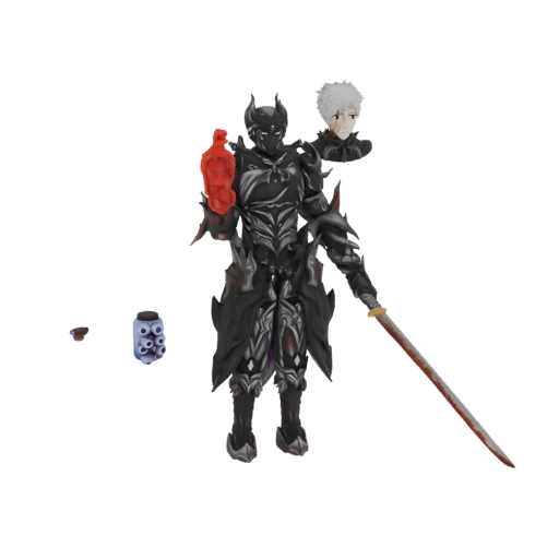 Dark Knight with Red Arm and Bloody Sword
