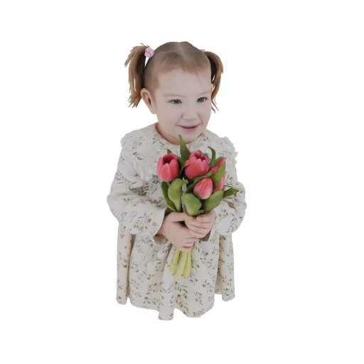 Little Girl with Tulips 3D Model