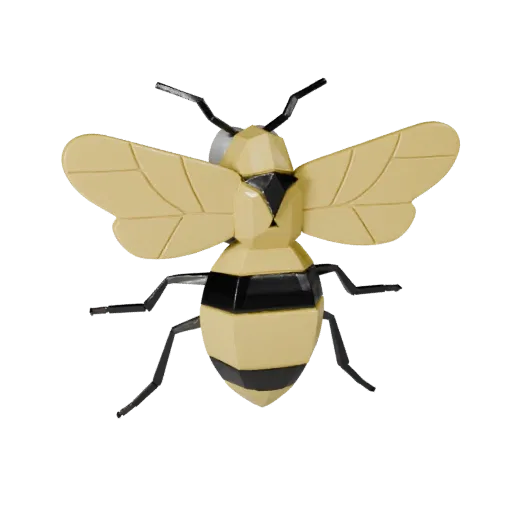 Modelo STL de Abelha de Alta Poli, vista de exibição isométrica, figura animal pronta para impressão com partes segmentadas d