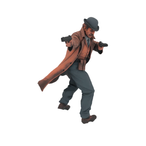 Gangster with Two Pistols 3D Model