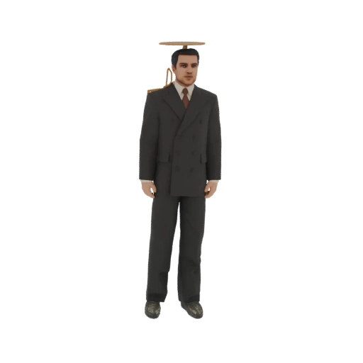 Vintage Businessman with Propeller Hat 3D Model