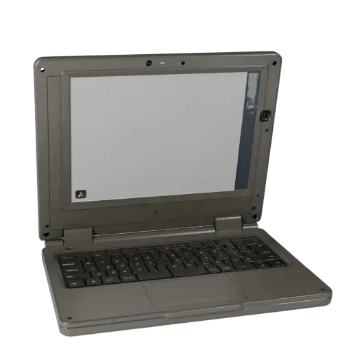 Business Tablet Computer Modular 3D model, isometric modular kit view, showing brushed metal, open lid angle.