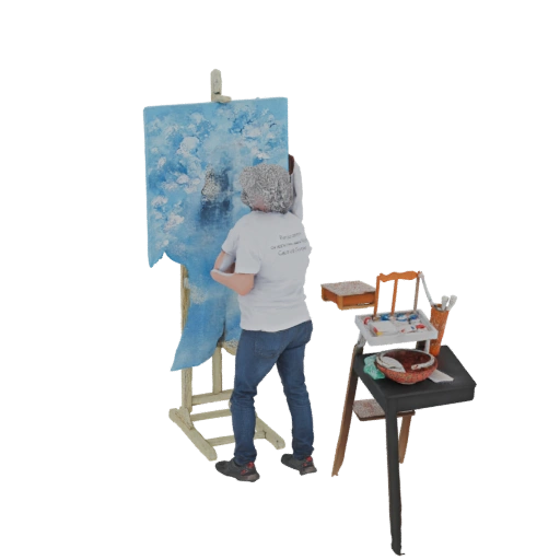 Artist Painting at Easel Miniature