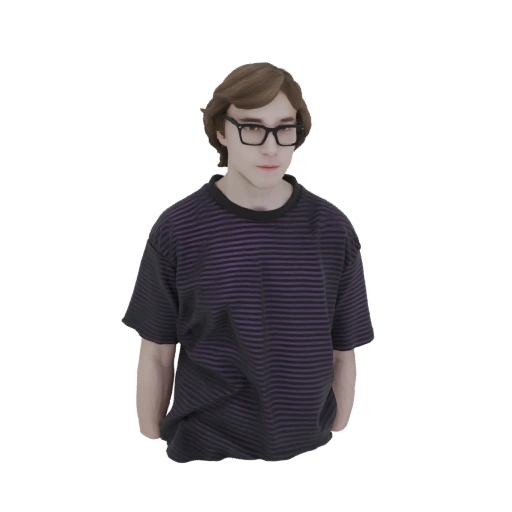 Young Man with Glasses and Striped Shirt