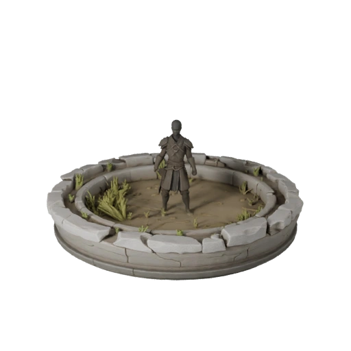 Realistic Ruined Oval Base | Scene Composition Asset