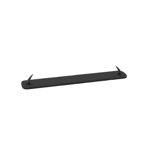 A 3D render of a black metal bar with two sharp spikes protruding from each end, presented on a white background.