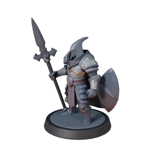 Fantasy Wizard Miniature low poly 3D model preview showing silhouette, three-quarter game view, pose and resin detail