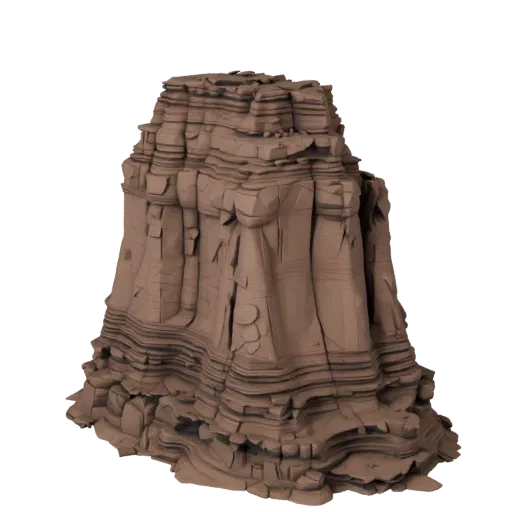 Canyon Pillar Set Unreal Engine 3D model, top-down viewport view, showing stratified stone, dune ridges.