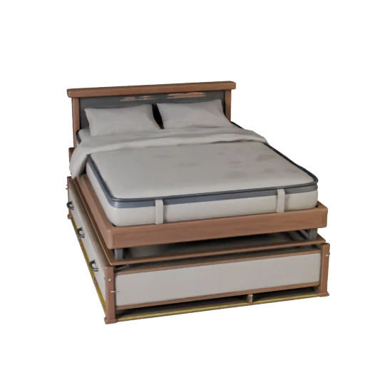 Storage Queen Bed 3D Asset for Casual Game Engines