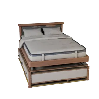 Storage Queen Bed 3D Asset for Casual Game Engines