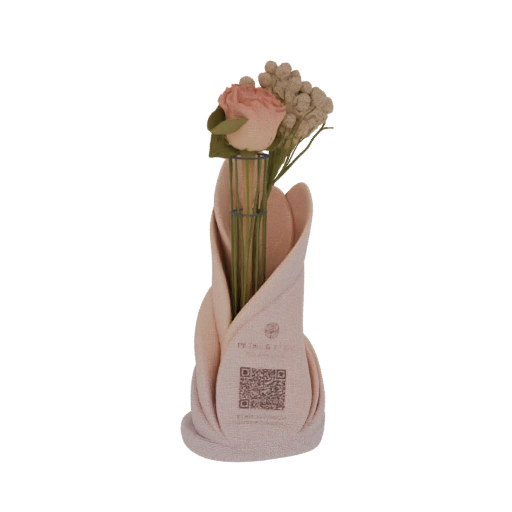 Elegant Rose and Baby's Breath Arrangement in a Fabric Vase