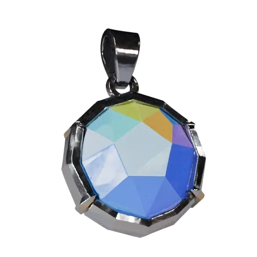 Gemstone Pendant game ready 3D model, perspective studio render, highlighting pendant seams, edges, and finish layers.