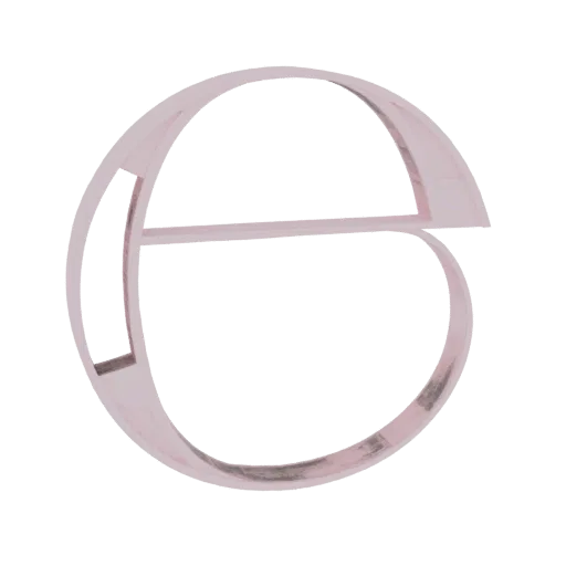 3D render of a pink abstract geometric loop with a horizontal bar, isolated on a white background.