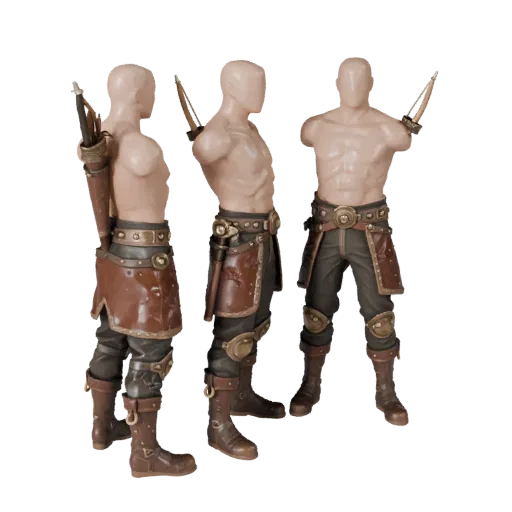 Personagem 3D Fantasy Enemy Ranger, vista do viewport do motor, asset pronto para Unreal Engine com pose em pé e pbr