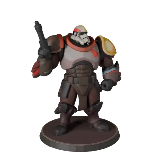 Fantasy Alien Trooper stylized 3D model preview showing silhouette, three-quarter game view, pose and resin detail