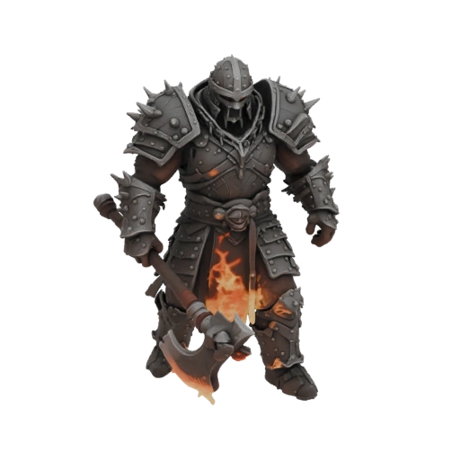 Infernal Warrior with Flaming Axe 3D Model