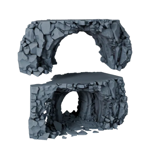 Crystal Cavern Room Unity 3D model, isometric viewport view, showing aged stone, built remnants.