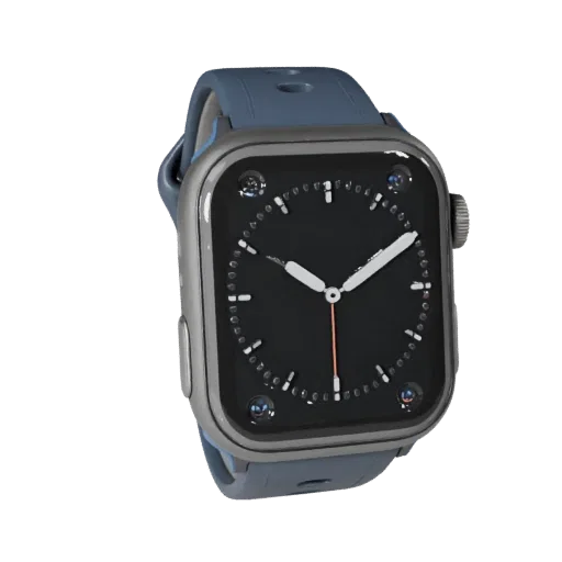 Luxury Smartwatch Stylized 3D model, stylized isometric render, showing silicone, wearable fit.