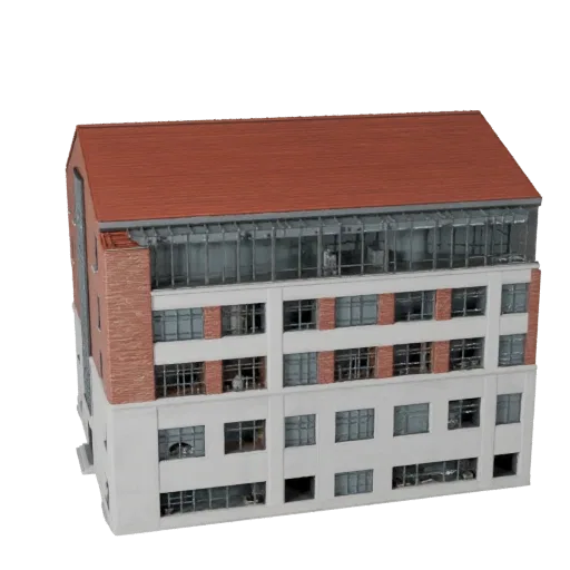 Modello 3D Eco House pronto per Blender, vista di rendering studio Blender, che mostra materiali di edifici residenziali e de