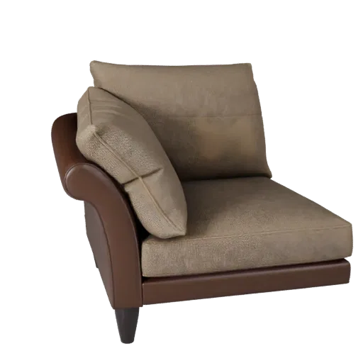 Modèle 3D haute densité de canapé méridien sectionnel, salon, rendu studio en gros plan, détail tissu tissé.