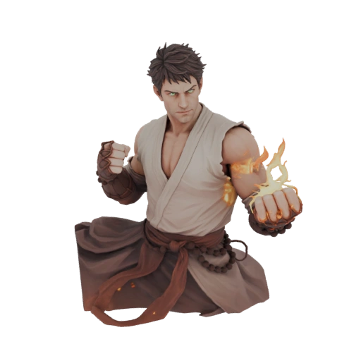 Fiery Martial Artist 3D Model