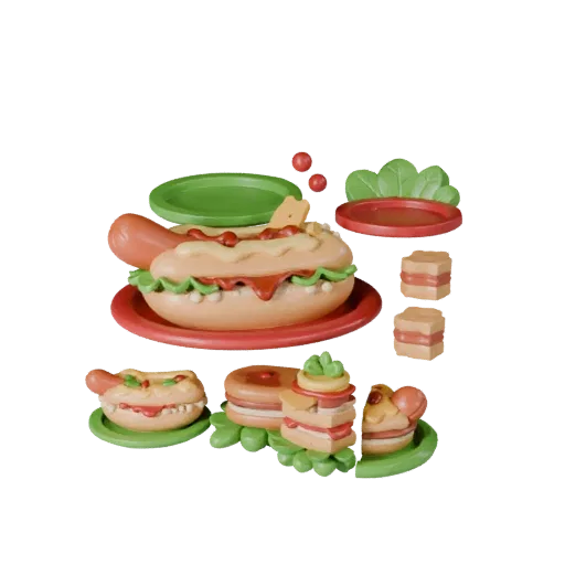 Hot Dog STL print ready 3D model, top-down studio render, showing plate proportion and finish under studio key light.