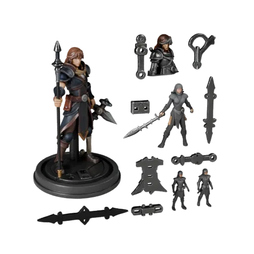 Fantasy-Abenteurer-Figur modulares Kit 3D-Modell Vorschau zeigt Pose, von oben nach unten Kitbash-Ansicht