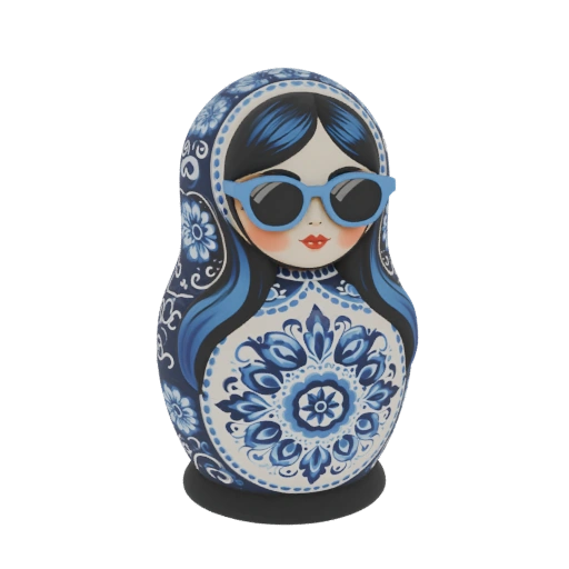 Matryoshka Doll with Sunglasses 3D Model