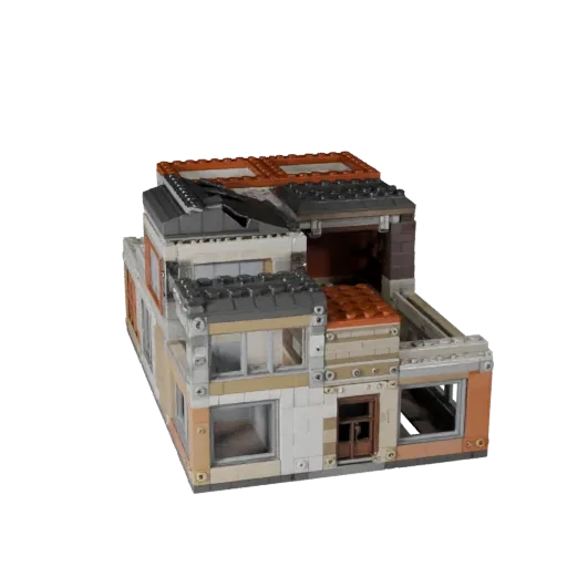 Modular Village Kit printable STL 3D model, isometric display view, showing modular building kit materials and architectural