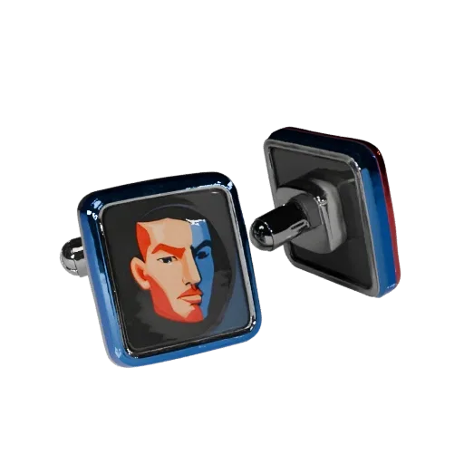 Square Cufflink game ready 3D model, three-quarter studio render, showing cufflink silhouette and surface contrast.