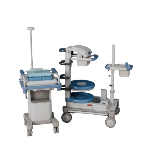Ward IV Stand Stylized 3D model, stylized isometric render, showing painted metal, clinical silhouette.