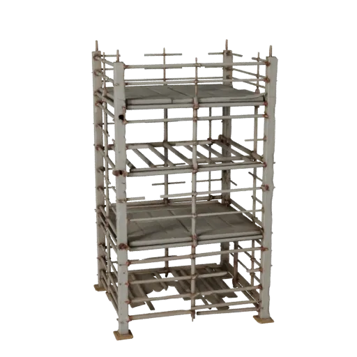 Site Safety Scaffold Tower Product Viz 3D model, three-quarter studio product render, showing concrete, form detail.