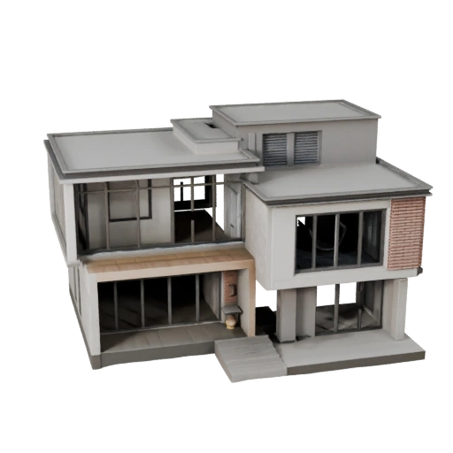 Modelo 3D de Casa Moderna Low Poly para Jogos em Tempo Real e VR