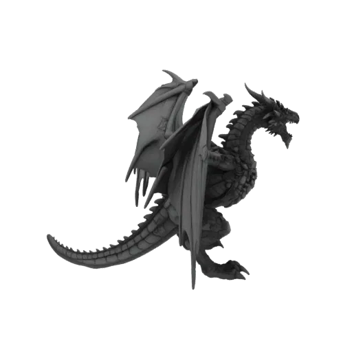 Figurine STL Dragon Boss Crâne Fantastique, rendu trois-quarts sur table, figurine de boss imprimable en résine avec ailes, c