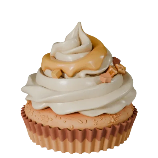 Celebration Cupcake High Poly 3D model, close-up studio render, showing cream, sweet food silhouette.