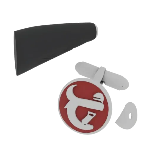 Gold Round Cufflink 3D model, three-quarter front view, AR viewer studio render, gold finish.
