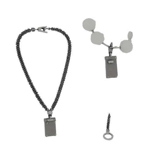 Sterling Silver Chain Pearl Necklace 3D model, isometric collectible display render, pearl surface.