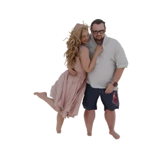 3D model of a romantic couple embracing, with the woman leaning into the man.