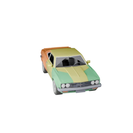 Modelo 3D de Carro Clássico de Desenho Animado para Jogos Estilizados Asset PBR