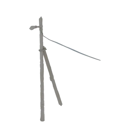 3D model of a vintage street lamp with a single light fixture and a suspended wire, rendered on a white background.