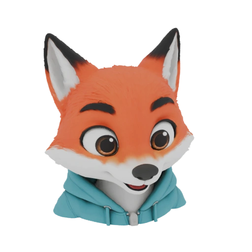 Cute Fox Character 3D Model