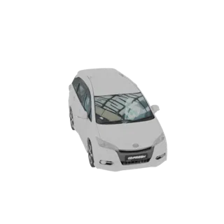 3D model of a white station wagon with tinted windows, viewed from a high angle.