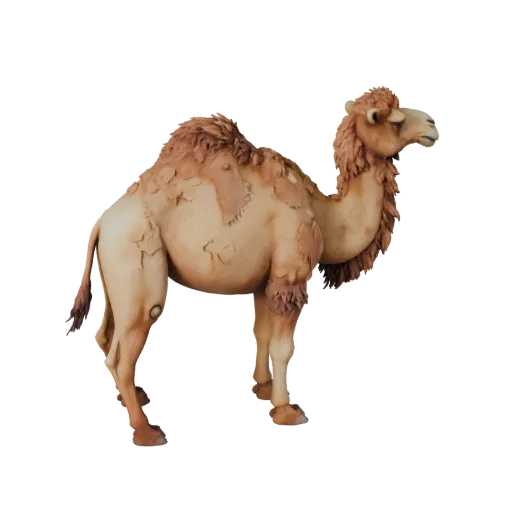 Modèle STL de chameau dromadaire high poly, vue d'affichage isométrique, figurine animale prête à imprimer avec équilibre de