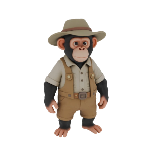 Chimpanzee Explorer in Hat