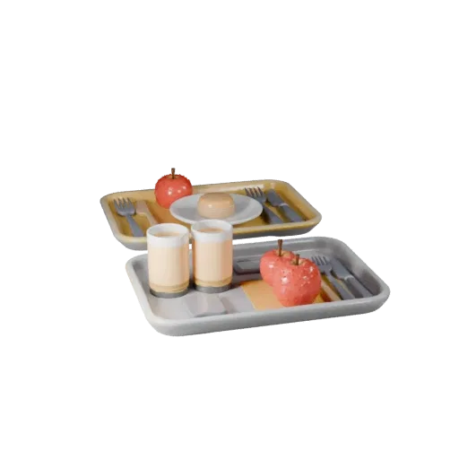 Picnic Breakfast Tray Product Viz 3D model, three-quarter studio product render, showing ceramic, form detail.