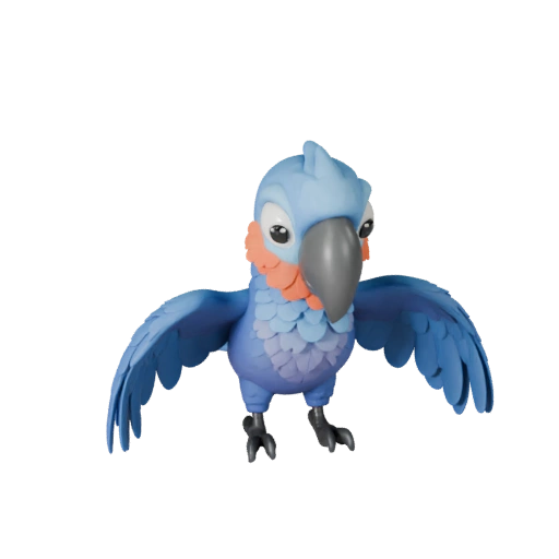 Modello 3D Pappagallo Cenerino Cartone Animato - Asset Stilizzato per Animazione