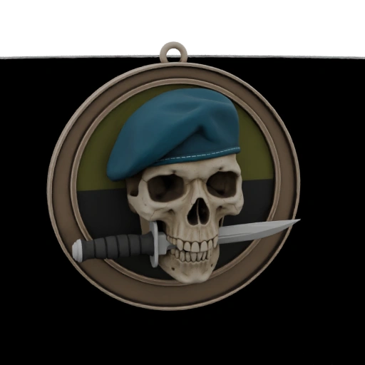 Skull with Blue Beret and Bayonet 3D Model