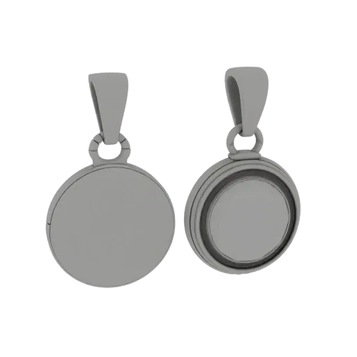 Diamond Gemstone Locket 3D model, three-quarter front view, AR viewer studio render, diamond finish.